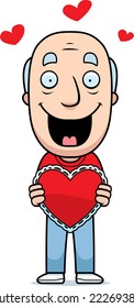 A cartoon illustration of a man with a valentine.
