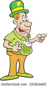 Cartoon illustration of a man wearing a derby and pointing.