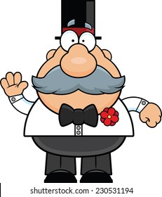 Cartoon illustration of a man wearing a top hat. 