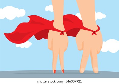 Cartoon illustration of man and woman hand super heroes standing together