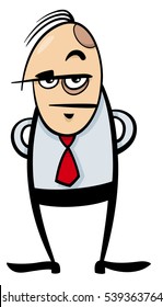 Cartoon Illustration of Manager or Boss Business Character