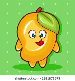 Cartoon illustration of mango fruit with cute face