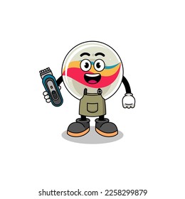 Cartoon Illustration of marble toy as a barber man , character design