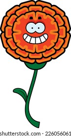A cartoon illustration of a marigold looking happy.