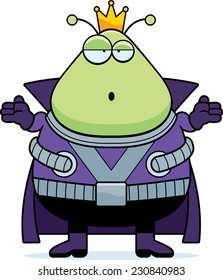 A cartoon illustration of a Martian king looking confused.