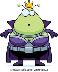A cartoon illustration of a Martian queen looking surprised.