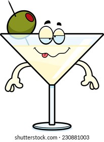 A cartoon illustration of a martini looking drunk.