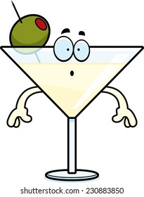 A cartoon illustration of a martini looking surprised.