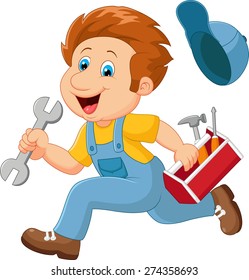 Cartoon-Illustration eines Mechanikers