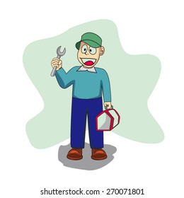 cartoon illustration mechanical men