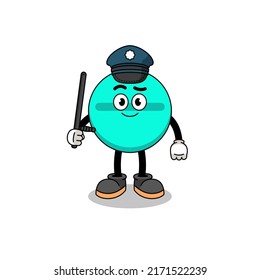 Cartoon Illustration Of Medicine Tablet Police , Character Design