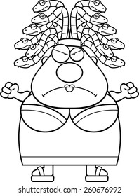 A cartoon illustration of Medusa looking angry.
