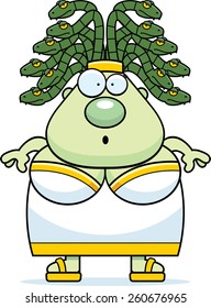 A cartoon illustration of Medusa looking surprised.