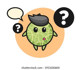 Cartoon illustration of melon with the question mark, cute style design for t shirt, sticker, logo element