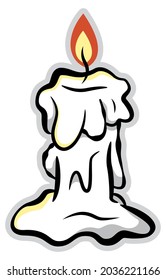 Cartoon Illustration of the melted candle glows in the dark, best for sticker, decoration, and sign with horror themes