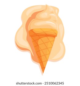 Cartoon illustration of a melting ice cream cone, showing the sweet treat melting over the waffle cone