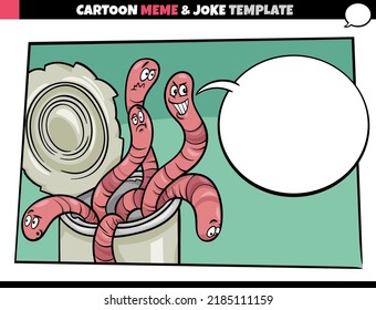 cartoon illustration of meme template with empty comic speech balloon and can of worms