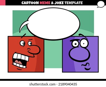 cartoon illustration of meme template with empty comic speech balloon and comic characters