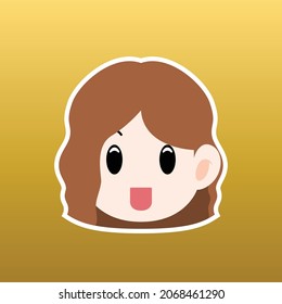 Cartoon illustration of a men face with long curly in a flat style, this cute image is suitable for your colorful and flat project design elements, can also be used for sticker and icon