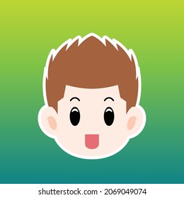 Cartoon illustration of a men face with spiky hair in a flat style this cute image is suitable for your colorful and flat project design elements, can also be used for sticker and icon