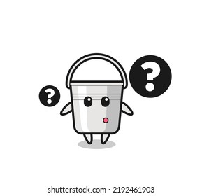 Cartoon Illustration of metal bucket with the question mark , cute style design for t shirt, sticker, logo element