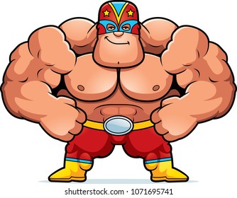 A cartoon illustration of a Mexican luchador looking confident.