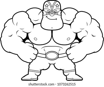 A cartoon illustration of a Mexican luchador looking confident.