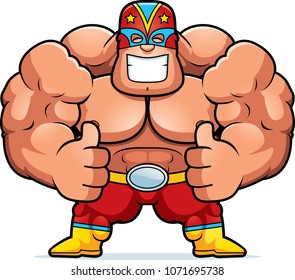 A cartoon illustration of a Mexican luchador with thumbs up.