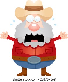 A cartoon illustration of a miner looking scared.
