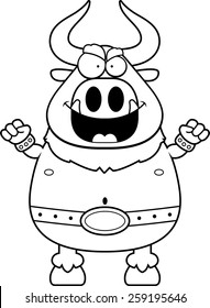 A cartoon illustration of a minotaur looking angry.