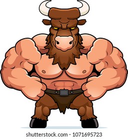 A cartoon illustration of a minotaur looking confident.