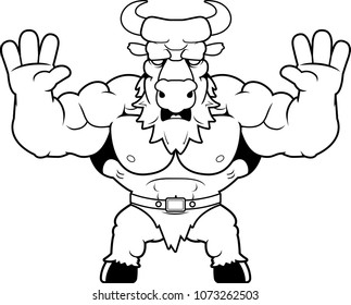 A cartoon illustration of a minotaur looking scared.