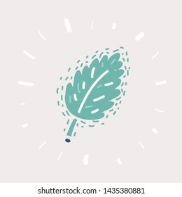 Cartoon illustration of Mint leaves isolated on white.