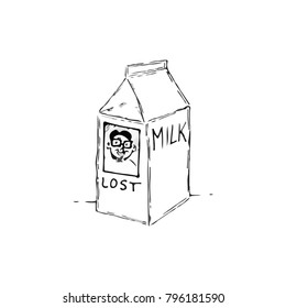 Cartoon Illustration Of A Missing Person Advertisement On A Milk Cartoon.