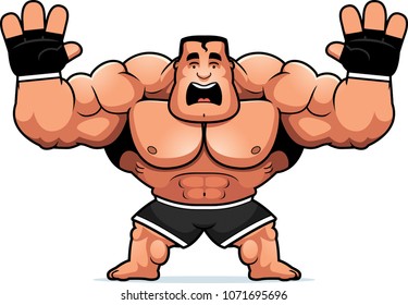 A cartoon illustration of an MMA fighter looking scared.