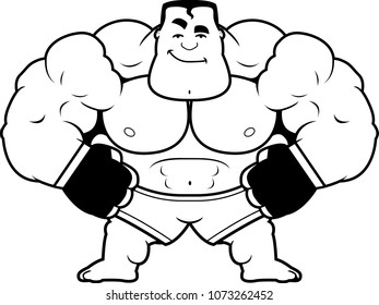 A cartoon illustration of an MMA fighter looking confident.