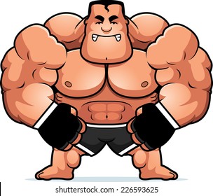 A cartoon illustration of a mma fighter looking angry.