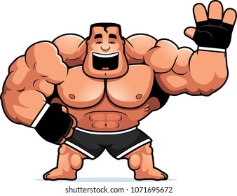 A cartoon illustration of an MMA fighter waving.