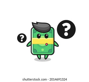 Cartoon Illustration of money with the question mark , cute style design for t shirt, sticker, logo element