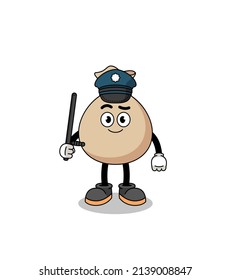 Cartoon Illustration of money sack police , character design