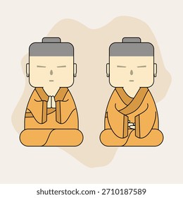 Cartoon illustration of monk. Vector illustration. EPS 10.