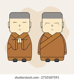 Cartoon illustration of monk. Vector illustration. EPS 10.
