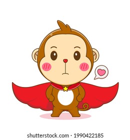 Cartoon illustration of monkey being superhero