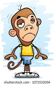 A cartoon illustration of a monkey looking sad.
