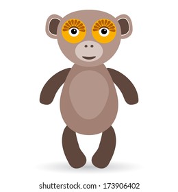 Cartoon illustration of a monkey on a white background. Vector