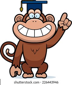 A cartoon illustration of a monkey in a professor cap.