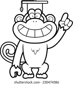 A cartoon illustration of a monkey in a professor cap.