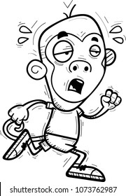 A cartoon illustration of a monkey running and looking exhausted.