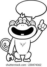 A cartoon illustration of a monkey talking.