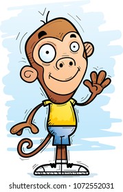 A cartoon illustration of a monkey waving.